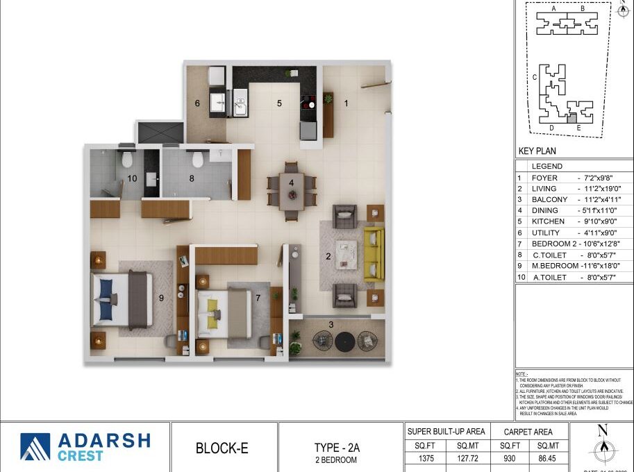 3 BHK — 2,033 sq.ft Floor Plan