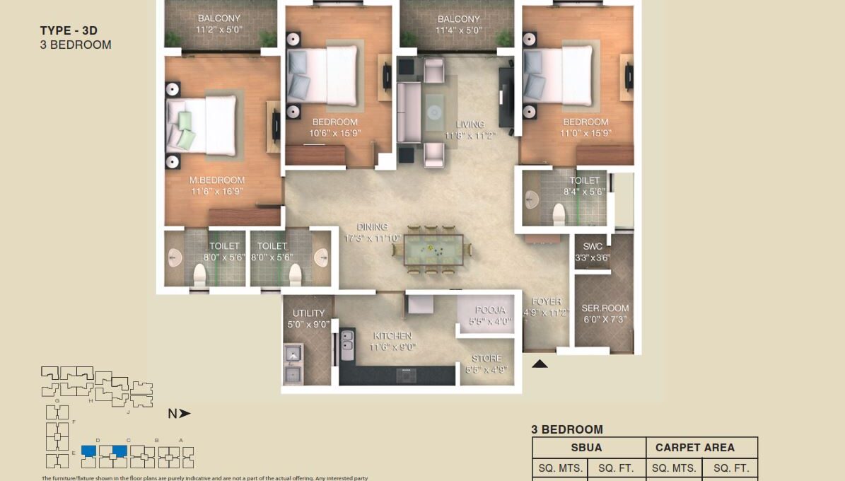 4 BHK — 2,800 sq.ft Floor Plan