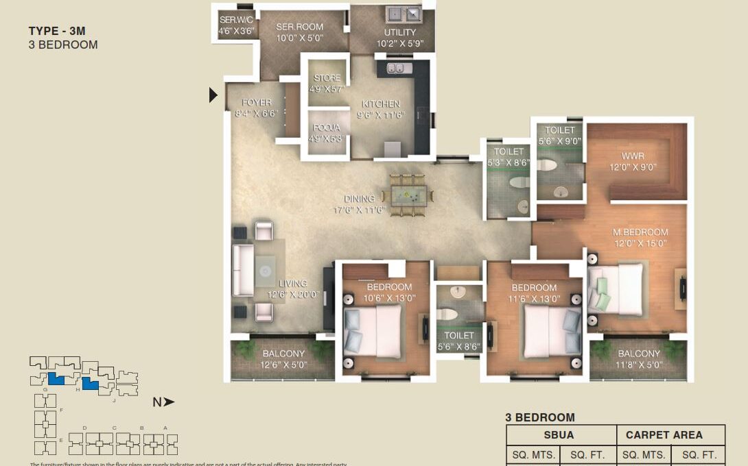 3 BHK — 2,315 sq.ft Floor Plan