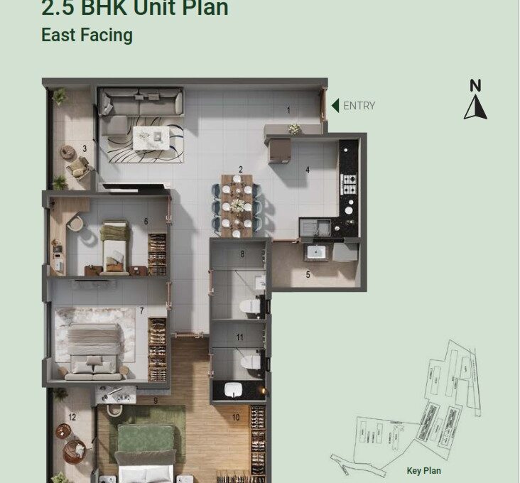2.5 BHK — 1,485 sq.ft Floor Plan