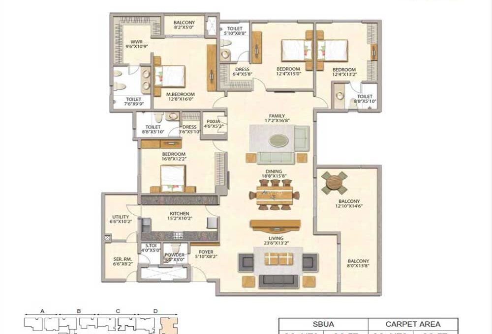 3 BHK — 2,275 sq.ft Floor Plan
