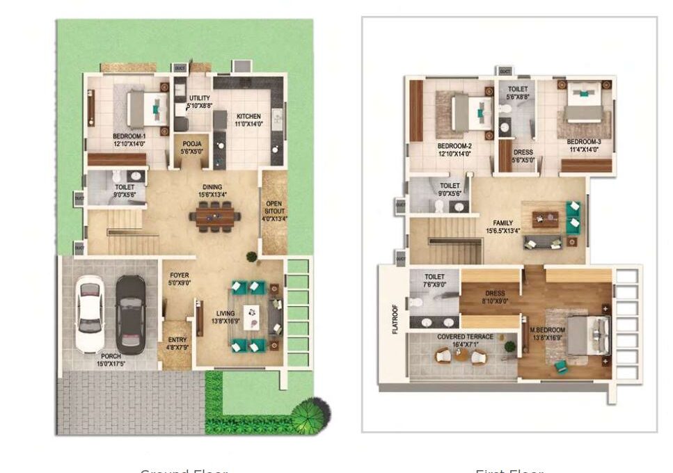 4 BHK — 50×80 Plot (4,834 sq.ft) Floor Plan