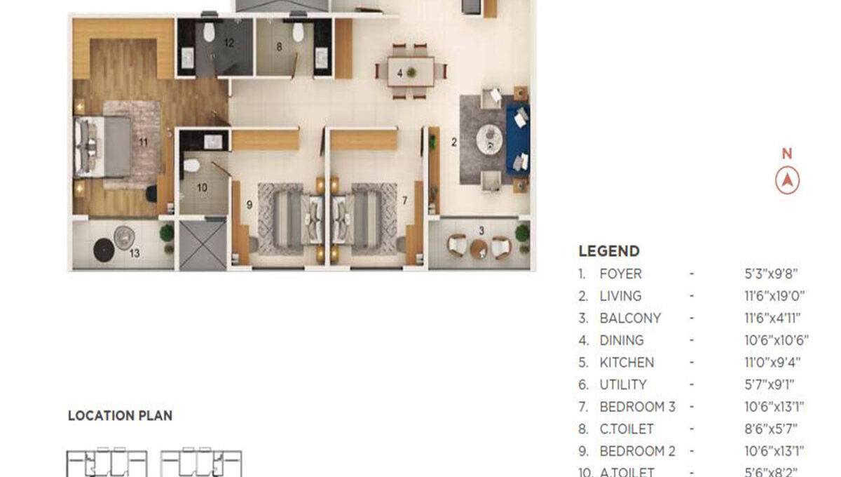 4.5 BHK Luxury — 2,800 sq.ft Floor Plan