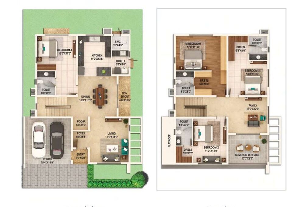 4 BHK — 40×60 Plot (3,412 sq.ft) Floor Plan